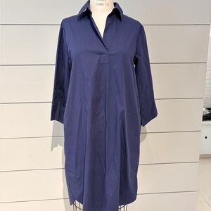 0039 Italy - Navy Collared Shift Dress - Classic V-Neck Tunic